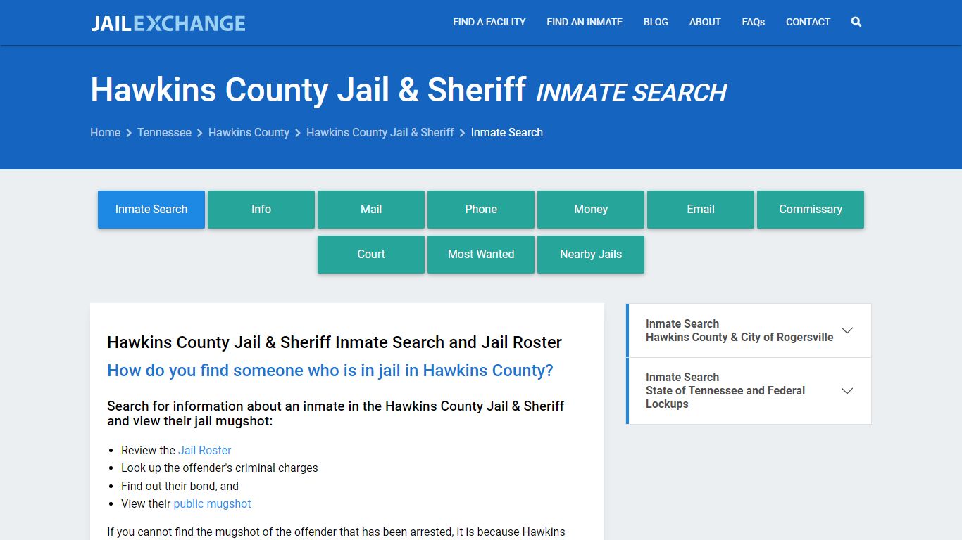Inmate Search: Roster & Mugshots - Hawkins County Jail & Sheriff, TN